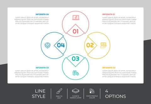 Circle option infographic vector design with 4 options &amp; colorful style for p 스톡 일러스트