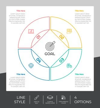 Circle option infographic vector design with 4 options &amp; colorful style for p 스톡 일러스트