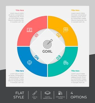Circle option infographic vector design with 4 options &amp;colorful style for pr 스톡 일러스트