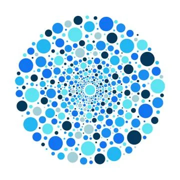Circle ornament, blue bubbles vector pattern isolated Stock Illustration