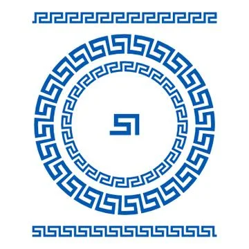 Circle ornament meander. Round frame, rosette of ancient elements. Greek na.. Stock Illustration