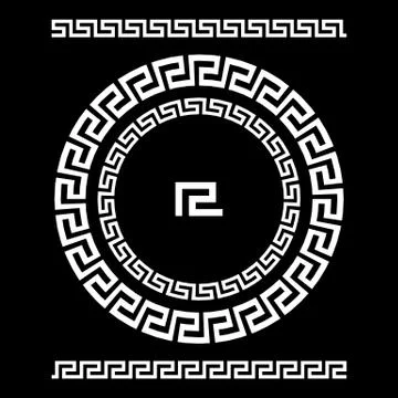 Circle ornament meander. Round frame, rosette of ancient elements. Greek na.. Illustrazione stock