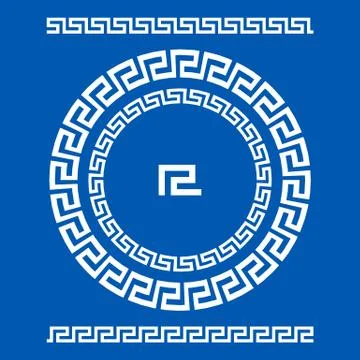 Circle ornament meander. Round frame, rosette of ancient elements. Greek na.. イラスト素材