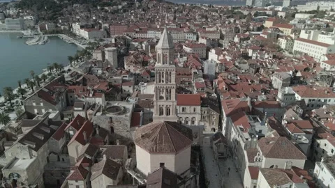 Circle over Cathedral of Saint Domnius Stock Footage