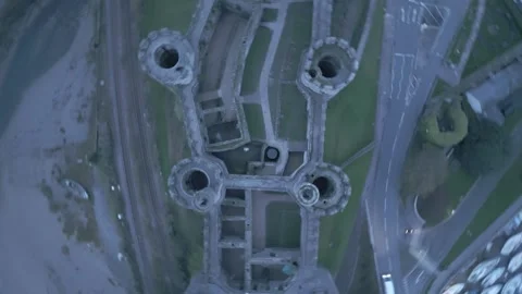Circle Overhead Conwy Castle Stock Footage 289835149
