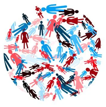 Circle pack of people in different colors Stock Illustration