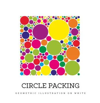 Circle packing. Geometric vector illustration. Circles are placed in such a way Stock Illustration