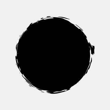 Circle paint grunge splash. Vector round black stain set. Rough ink retro stamp Illustrazione stock