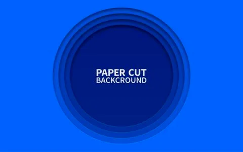 Circle paper cut background. Wavy blue layers. Abstract realistic paper design Stock Illustration
