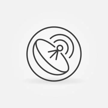 Circle with Parabolic Antenna Dish vector concept line icon Stock-Illustration