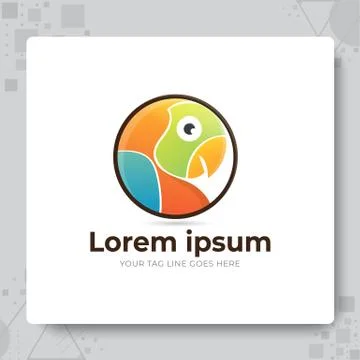 Circle Parrot Logo Design Template Stock Illustration