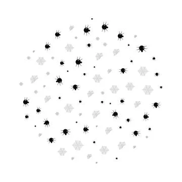 Circle pattern black scary spiders with cobwebs Illustrazione stock