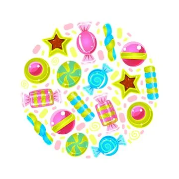 Circle with a pattern of candy. Vector illustration. Stock Illustration