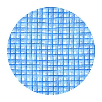 Circle of Pattern with checkered geometric texture. Watercolor illustration.. Stock Illustration