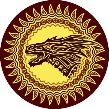 Circle pattern with dragon Stock Illustration