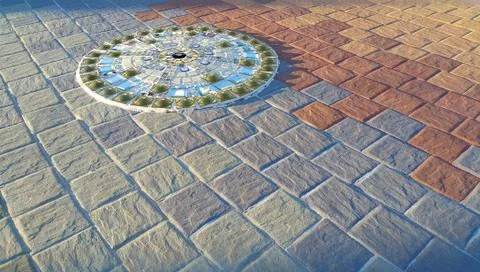 Circle pattern of mosaic floor background Stock Photos