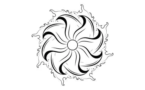 Circle pattern petal flower of mandala with black and white,Vector floral man イラスト素材