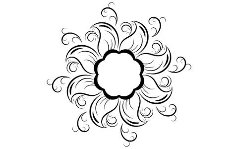 Circle pattern petal flower of mandala with black and white,Vector floral man 스톡 일러스트