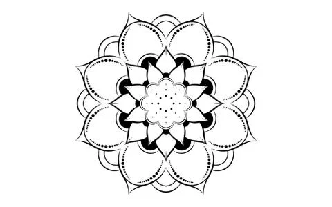 Circle pattern petal flower of mandala with black and white,Vector floral man Stock Illustration