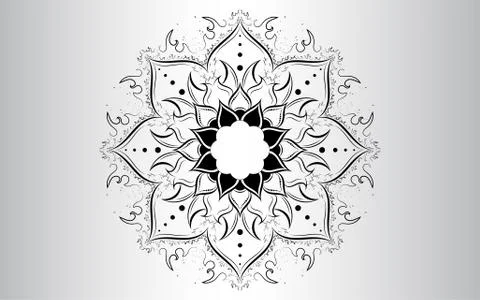 Circle pattern petal flower of mandala with black and white,Vector floral man Stock Illustration