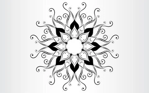 Circle pattern petal flower of mandala with black and white,Vector floral man Stock Illustration