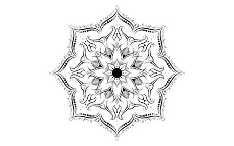 Circle pattern petal flower of mandala with black and white,Vector floral man Stock Illustration
