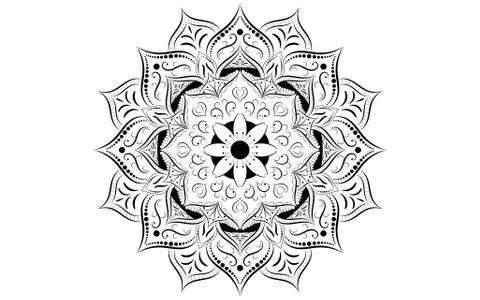 Circle pattern petal flower of mandala with black and white,Vector floral man Stock Illustration