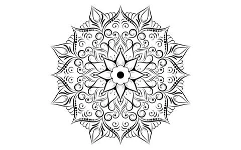 Circle pattern petal flower of mandala with black and white,Vector floral man Stock Illustration