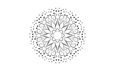 Circle pattern petal flower of mandala with black and white,Vector floral man Stock Illustration