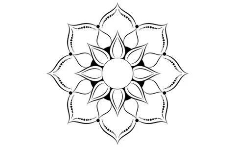 Circle pattern petal flower of mandala with black and white,Vector floral man Stock Illustration