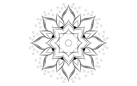 Circle pattern petal flower of mandala with black and white,Vector floral man Stock Illustration