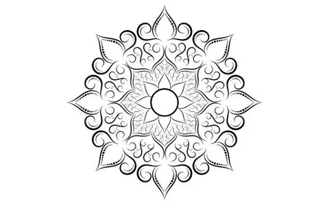 Circle pattern petal flower of mandala with black and white,Vector floral man Stock Illustration