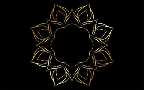 Circle pattern petal flower of mandala with gold color,Vector floral mandala  Illustrazione stock