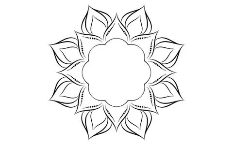 Circle pattern petal flower of mandala with black and white,Vector floral man Stock Illustration