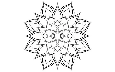 Circle pattern petal flower of mandala with black and white,Vector floral man Stock Illustration