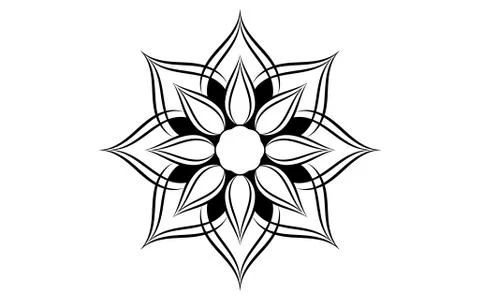 Circle pattern petal flower of mandala with black and white,Vector floral man Illustrazione stock