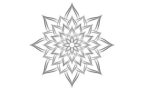 Circle pattern petal flower of mandala with black and white,Vector floral man イラスト素材