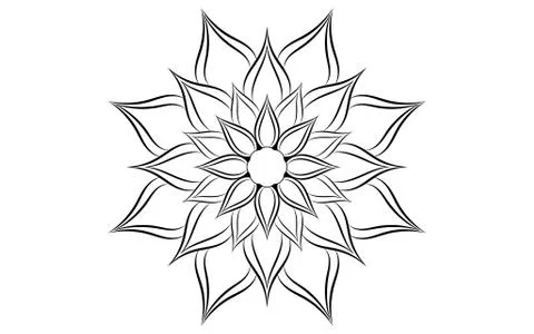 Circle pattern petal flower of mandala with black and white,Vector floral man Stock Illustration