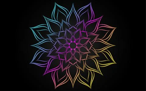 Circle pattern petal flower of mandala with colorful gradient, Vector floral  Stockillustratie