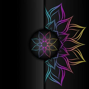 Circle pattern petal flower of mandala with colorful gradient, Vector floral  Stock Illustration