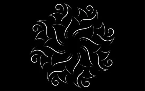 Circle pattern petal flower of mandala with black and white,Vector floral man イラスト素材