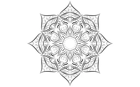 Circle pattern petal flower of mandala with black and white,Vector floral man Stock Illustration