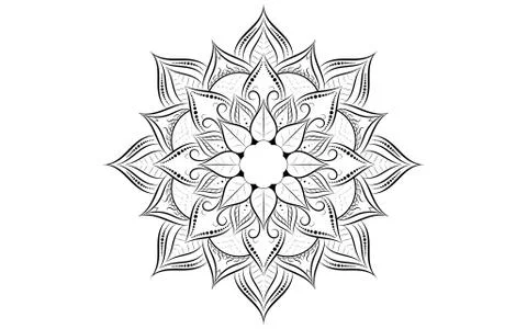 Circle pattern petal flower of mandala with black and white,Vector floral man Stock Illustration