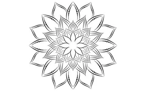 Circle pattern petal flower of mandala with black and white,Vector floral man Illustrazione stock