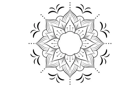 Circle pattern petal flower of mandala with black and white,Vector floral man Stock Illustration