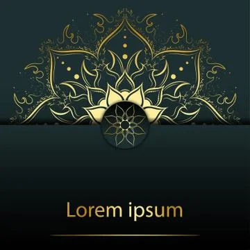 Circle pattern petal flower of mandala with gold color,Vector floral power ma Stock Illustration