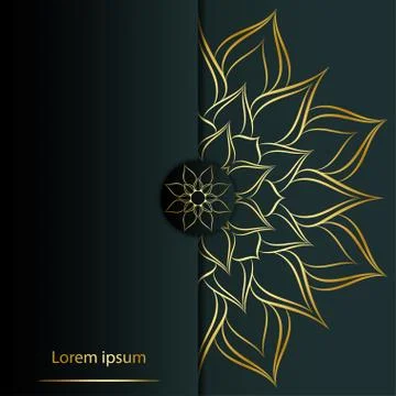 Circle pattern petal flower of mandala with gold color,Vector floral power ma 스톡 일러스트