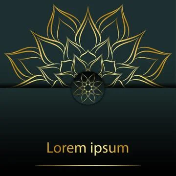 Circle pattern petal flower of mandala with gold color,Vector floral power ma Stock Illustration