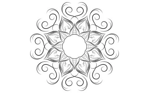 Circle pattern petal flower of mandala with black and white,Vector floral man 스톡 일러스트