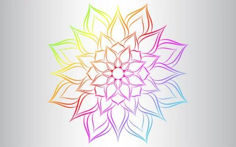 Circle pattern petal flower of mandala with Geadient colorful,Vector floral m Stock Illustration